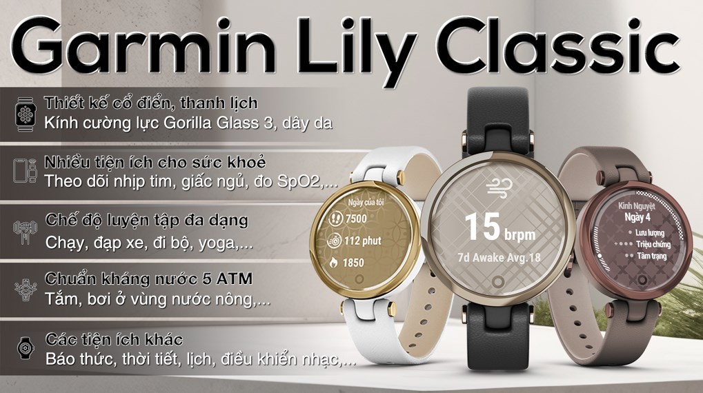 Đồng hồ thông minh Garmin Lily Classic 34.5mm