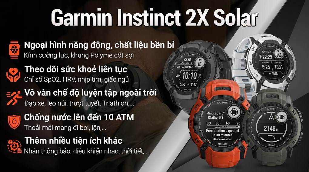 Đồng hồ thông minh Garmin Instinct 2X Solar 50mm