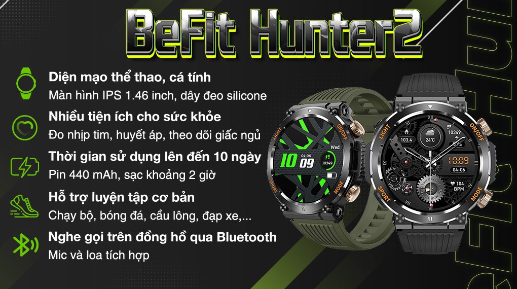 Đồng hồ thông minh BeFit Hunter2 47.8mm