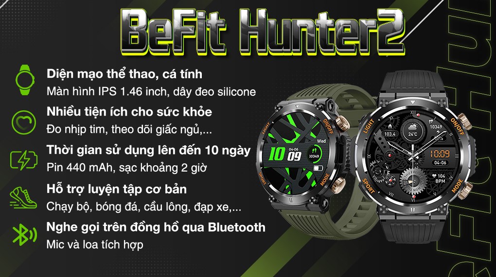 Đồng hồ thông minh BeFit Hunter2 47.8mm