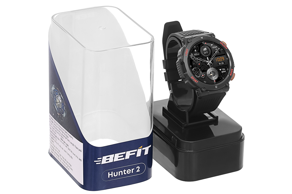 BeFit Hunter2 47.8mm dây silicone Màu Đen