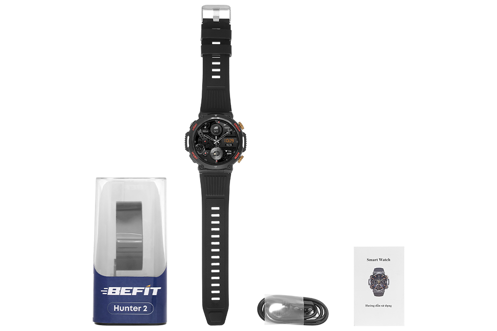 BeFit Hunter2 47.8mm dây silicone Màu Đen