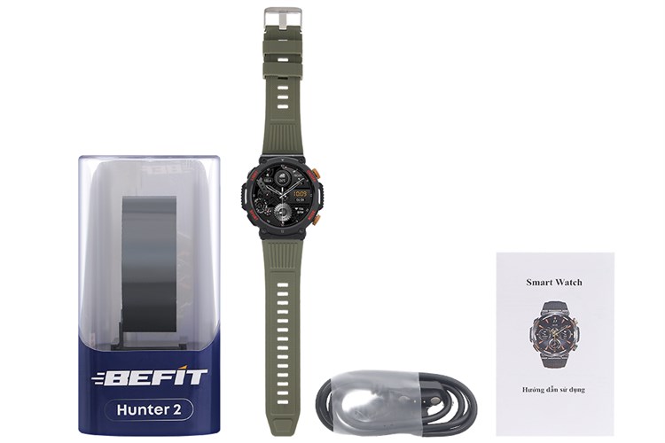 BeFit Hunter2 47.8mm dây silicone Màu Xanh rêu