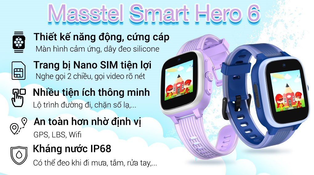 Đồng hồ định vị trẻ em Masstel Smart Hero 6