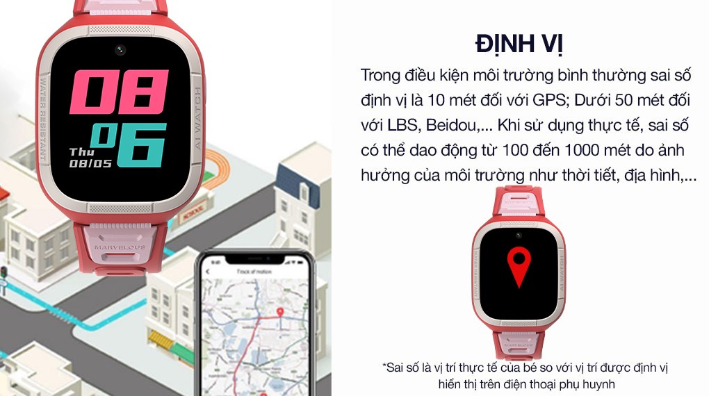 Đồng hồ định vị trẻ em Kidcare S6 4G Hồng Tinker