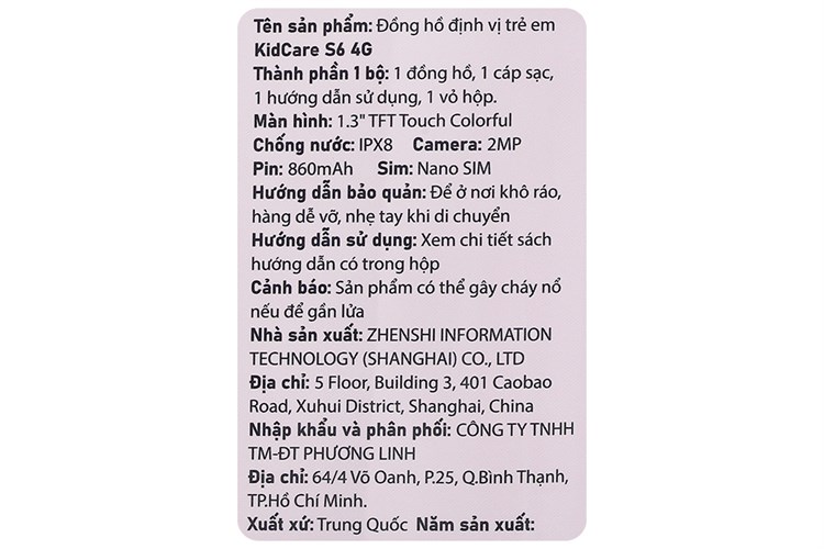 Đồng hồ định vị trẻ em Kidcare S6 4G Hồng Tinker Màu Hồng