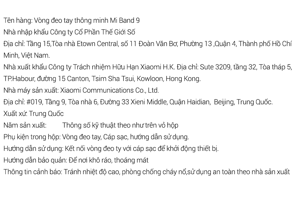 Vòng đeo tay thông minh Mi Band 9 Màu Xanh Dương