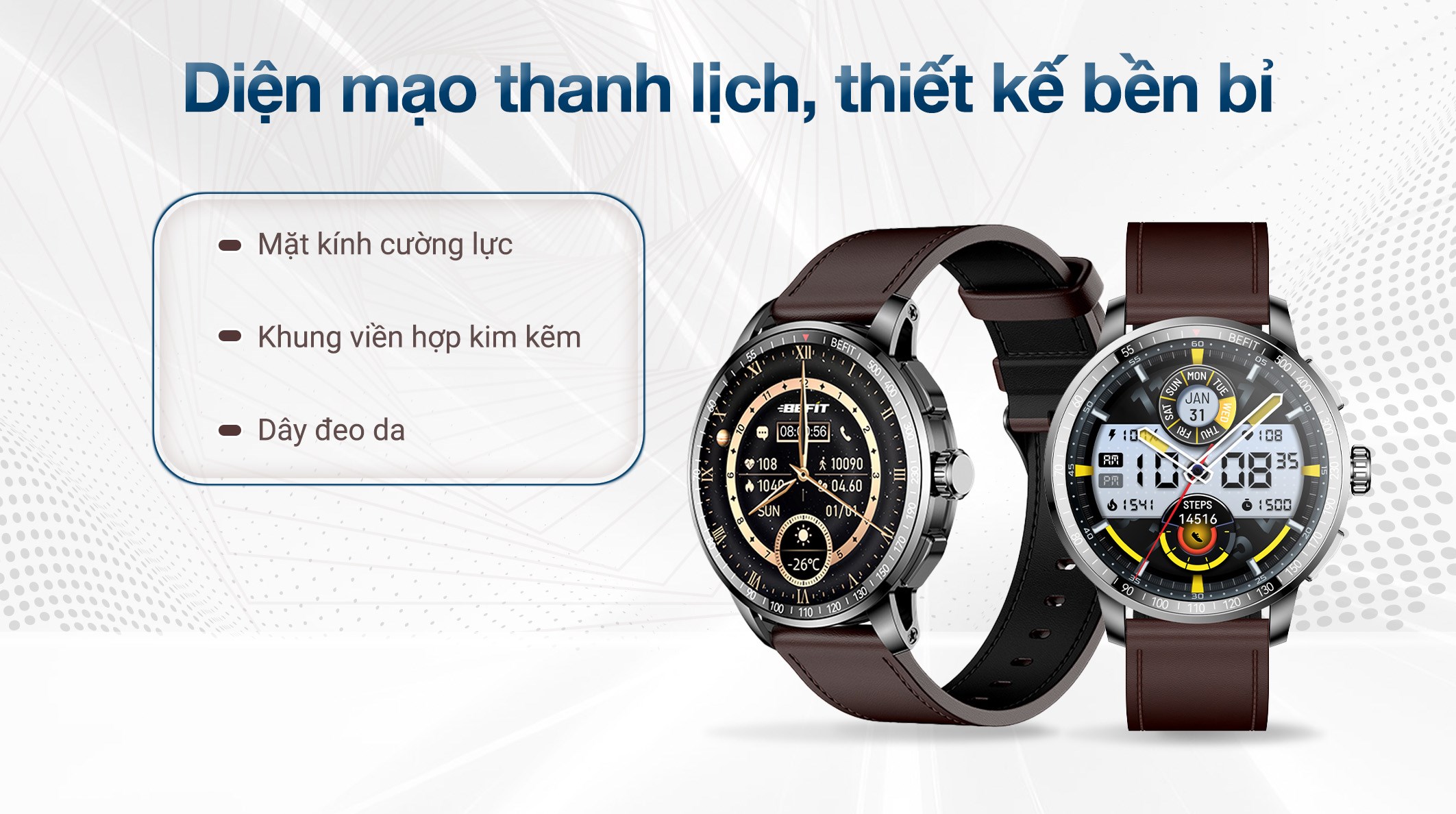 BeFit Sporty 3 46.4mm dây da