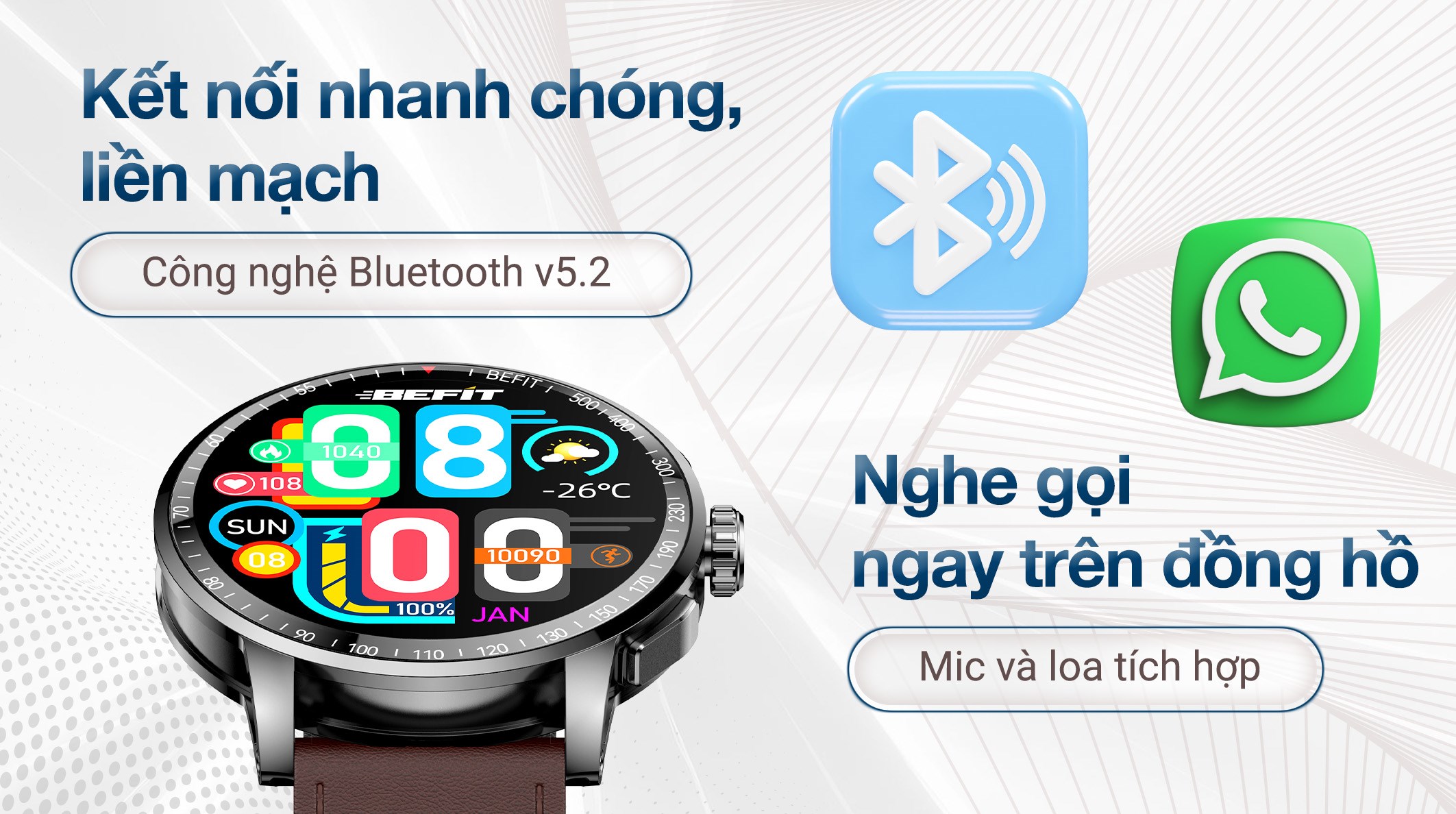 BeFit Sporty 3 46.4mm dây da