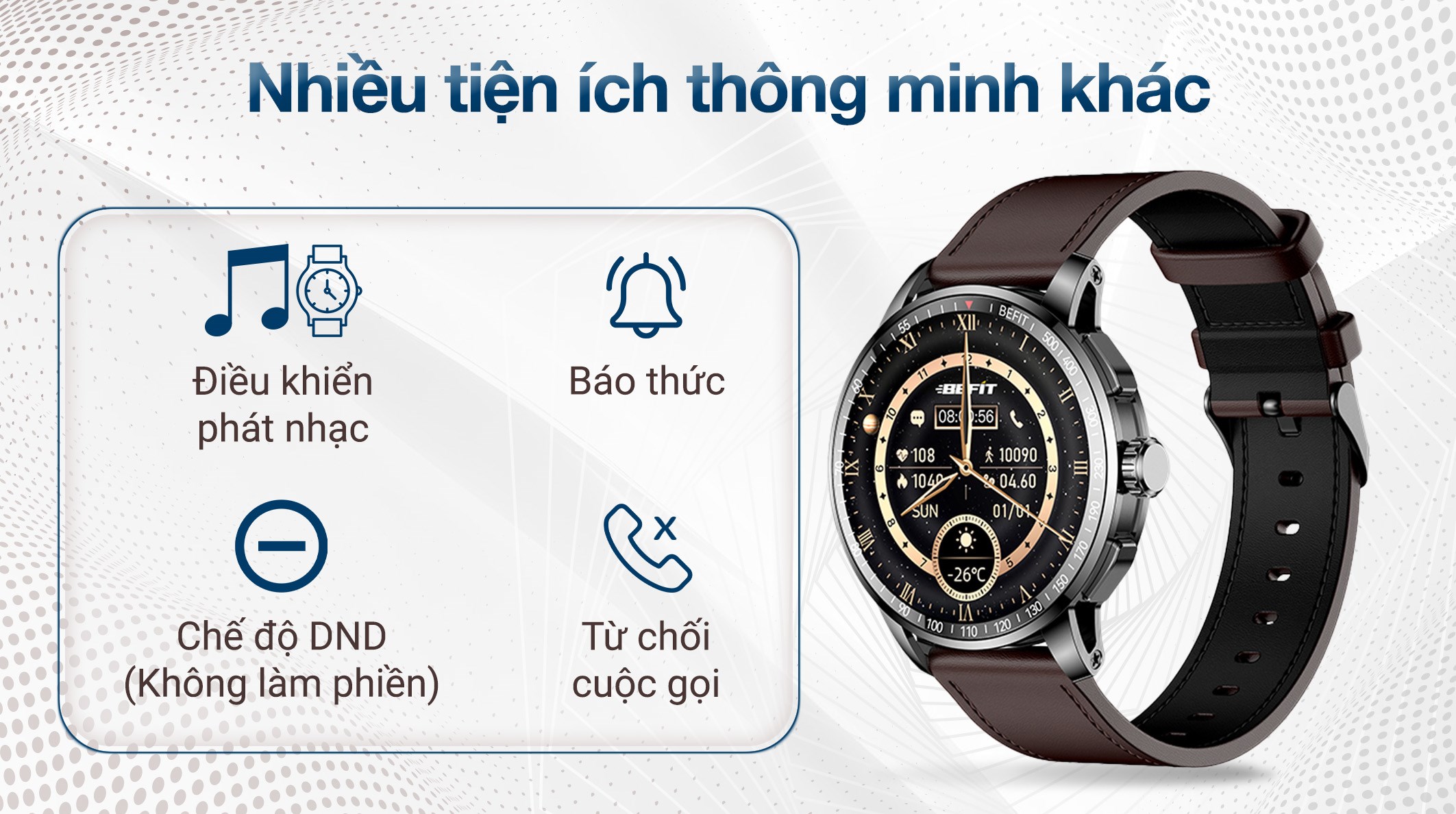 BeFit Sporty 3 46.4mm dây da