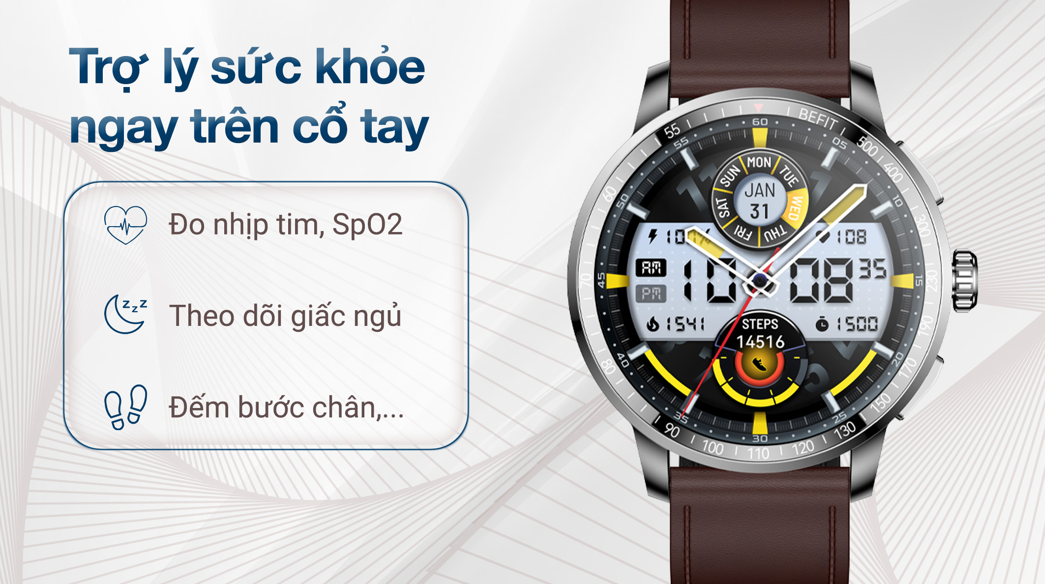 Đồng hồ thông minh BeFit Sporty 3 - Sức khỏe
