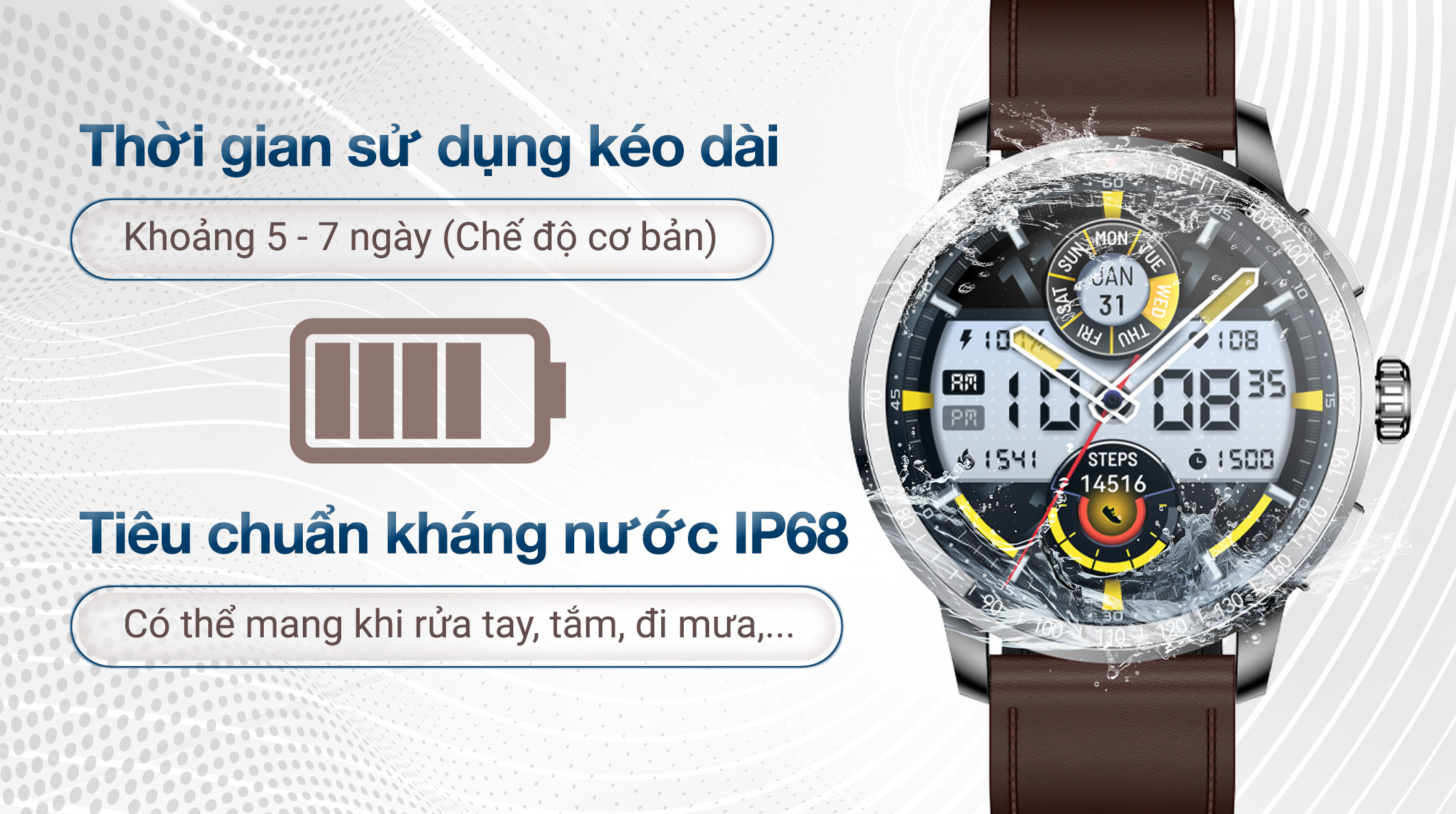 Đồng hồ thông minh BeFit Sporty 3 - Pin và kháng nước