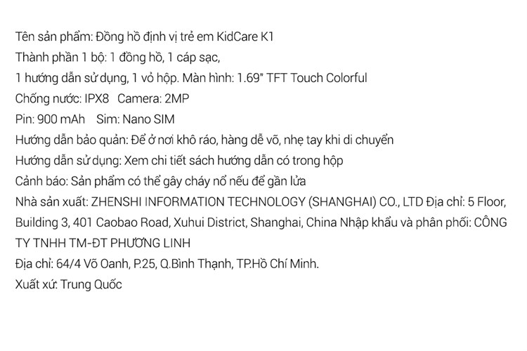 Đồng hồ định vị trẻ em Kidcare K1 Màu Xanh Dương