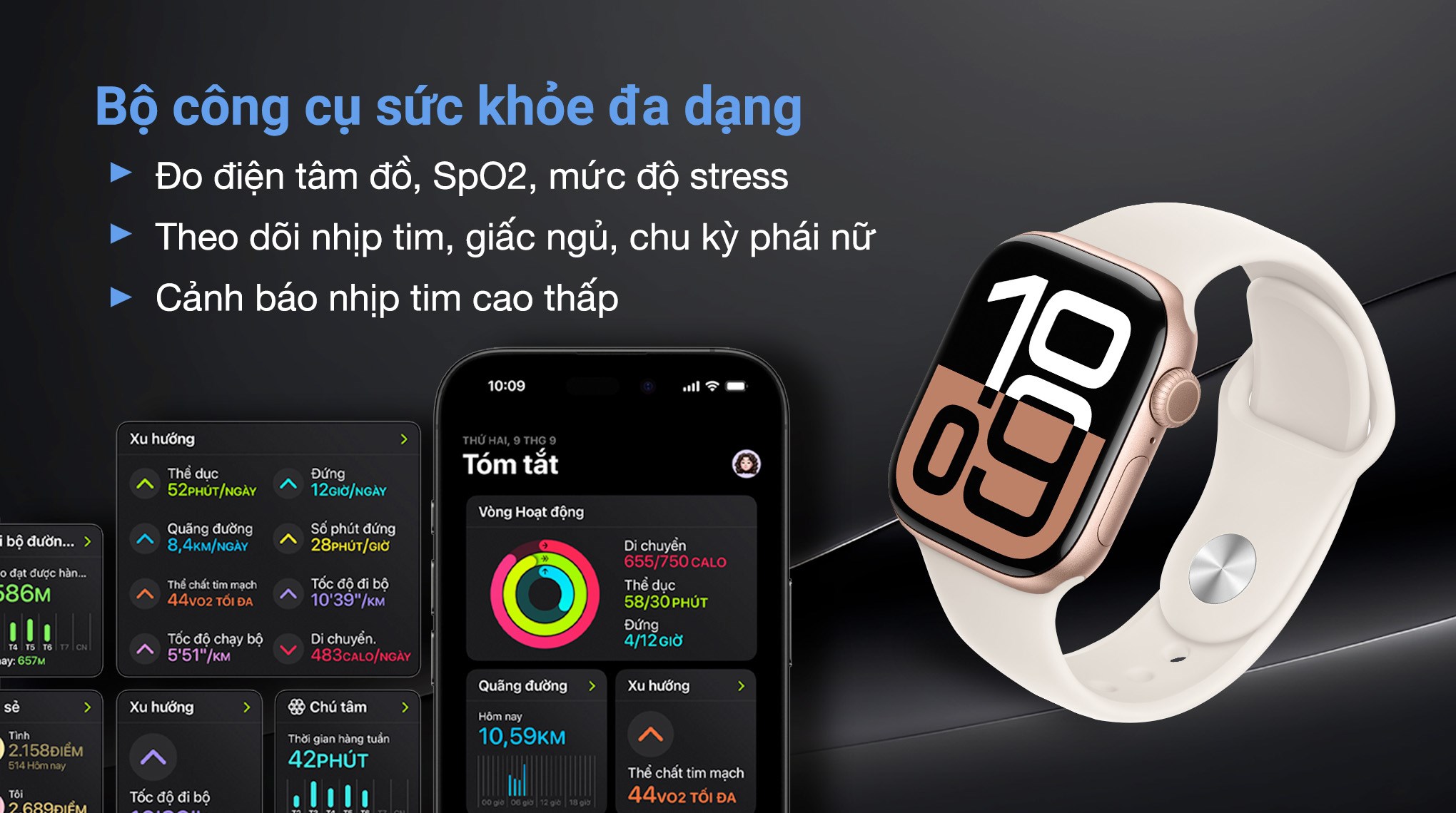 Apple Watch Series 10 GPS 42mm viền nhôm dây thể thao