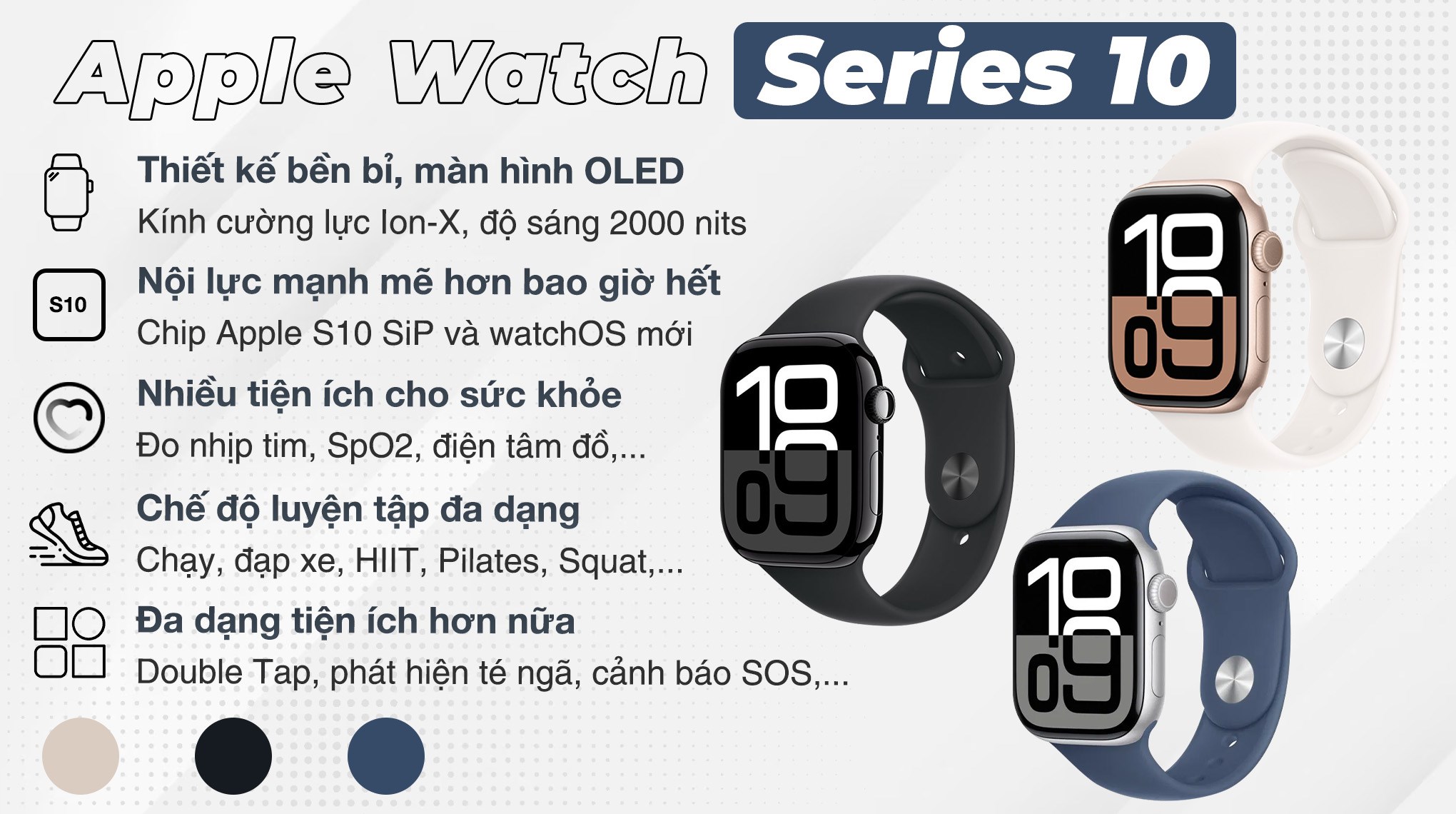 Apple Watch Series 10 GPS + Cellular 42mm viền nhôm dây thể thao