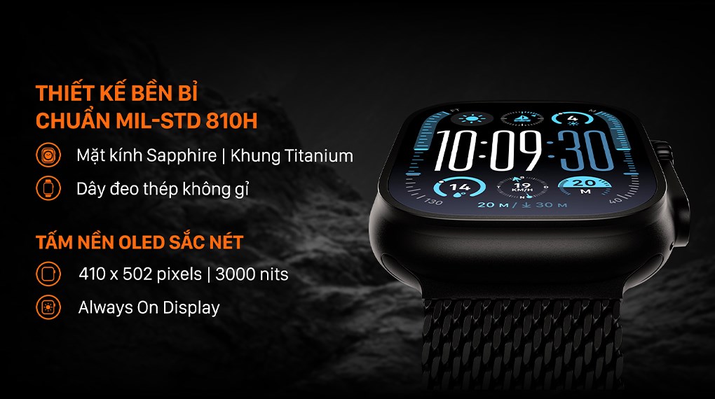 Apple Watch Ultra 2 GPS + Cellular 49mm viền Titanium đen dây Milan