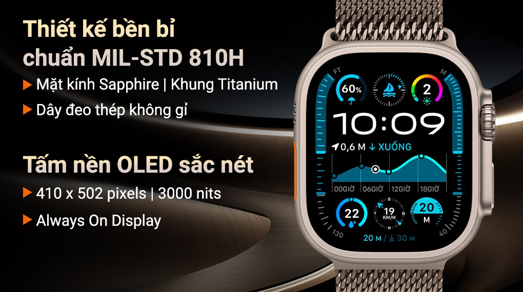 Apple Watch Ultra 2 GPS + Cellular 49mm viền Titanium dây Milan