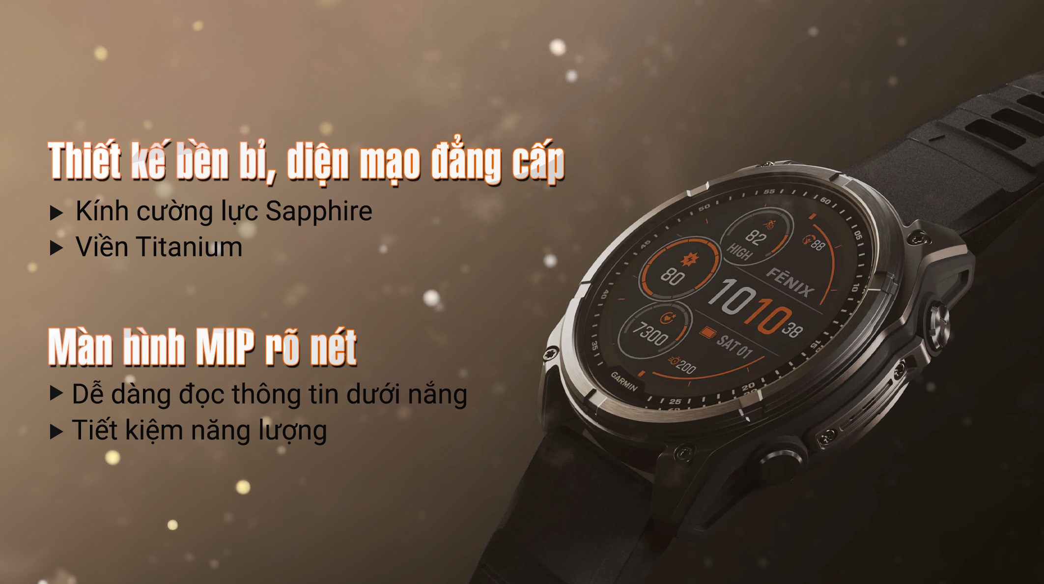 Garmin Fenix 8 Sapphire Solar 47mm viền Titanium dây silicone