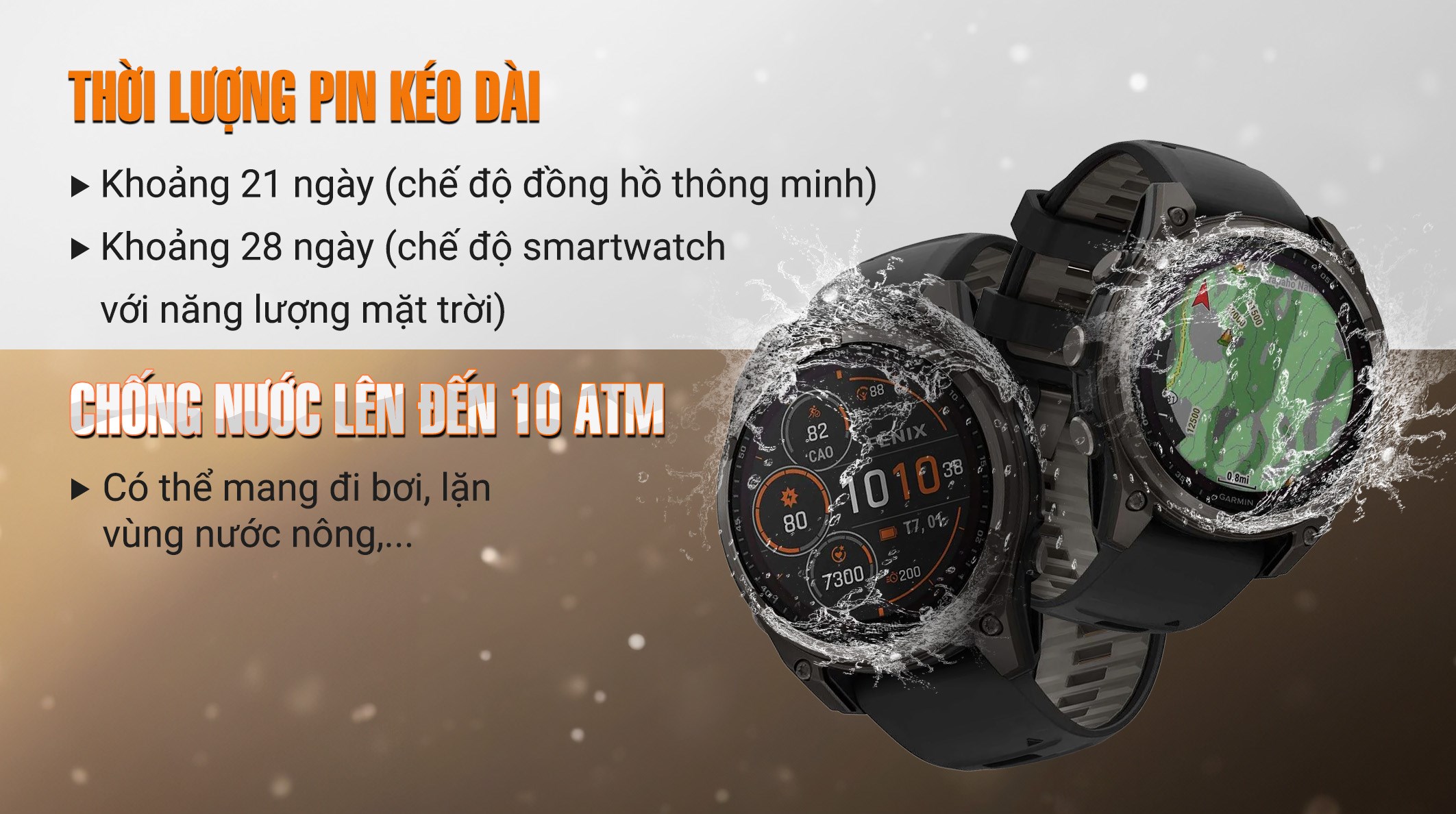 Garmin Fenix 8 Sapphire Solar 47mm viền Titanium dây silicone