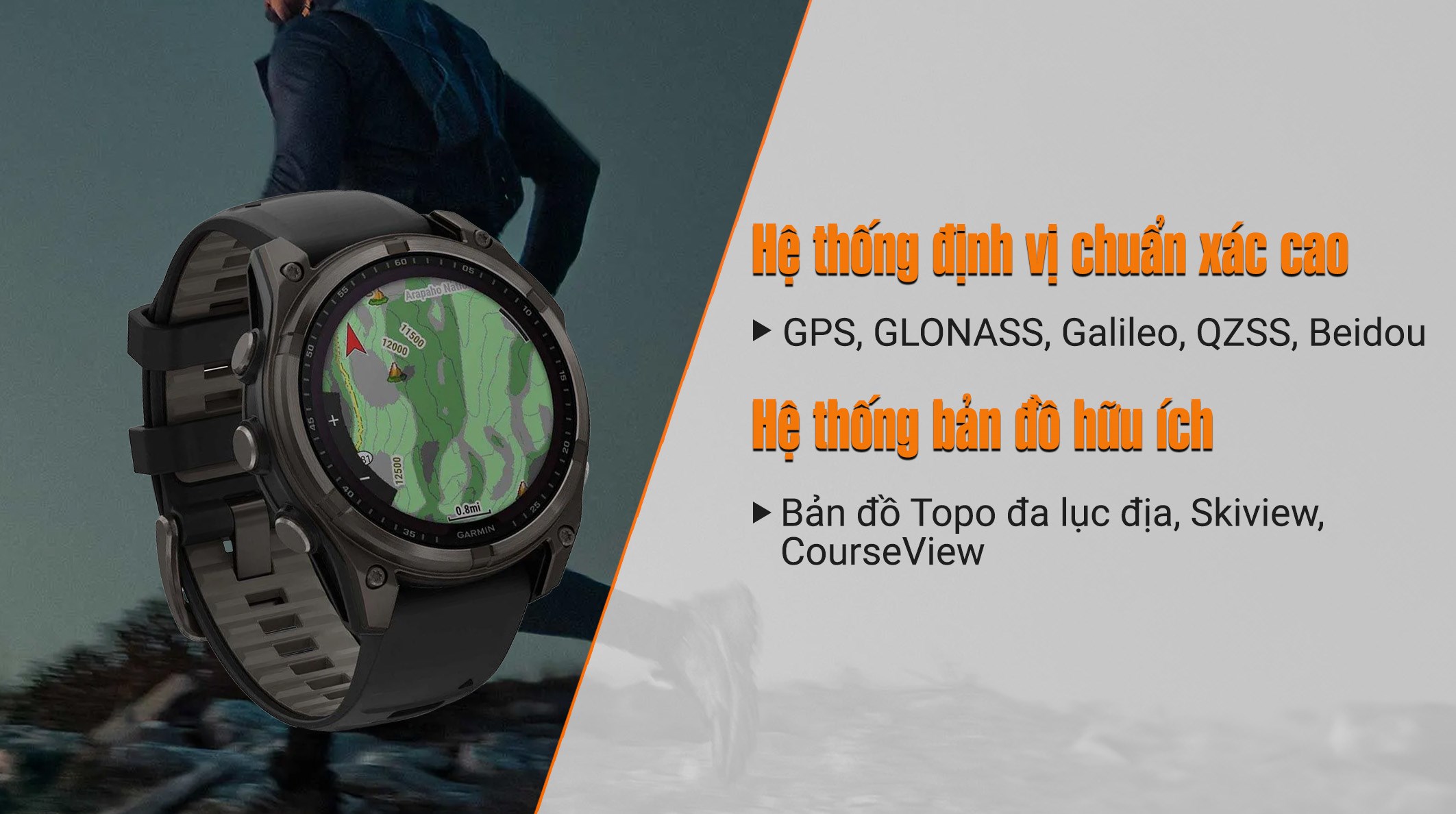 Garmin Fenix 8 Sapphire Solar 47mm viền Titanium dây silicone