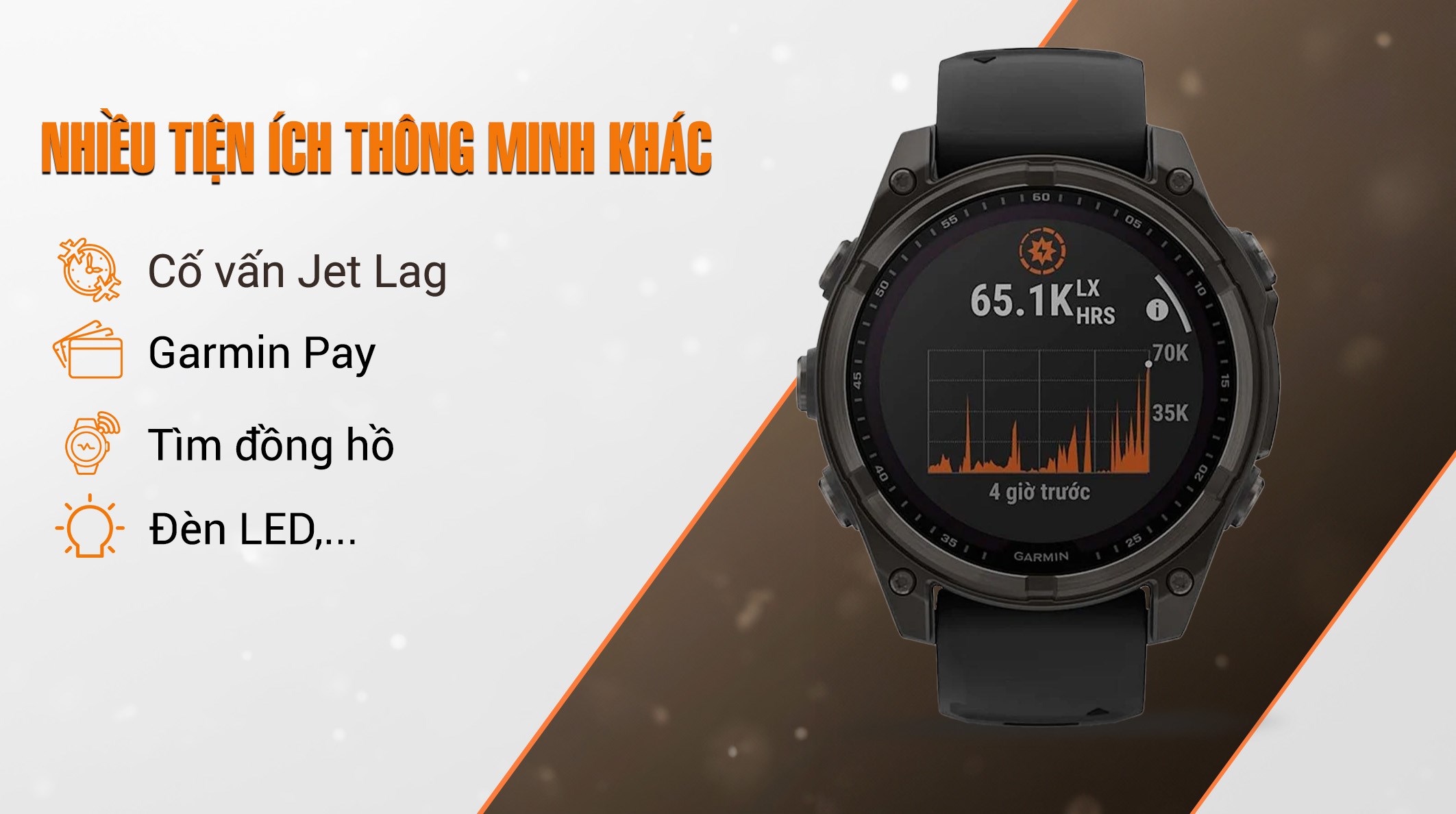 Garmin Fenix 8 Sapphire Solar 47mm viền Titanium dây silicone
