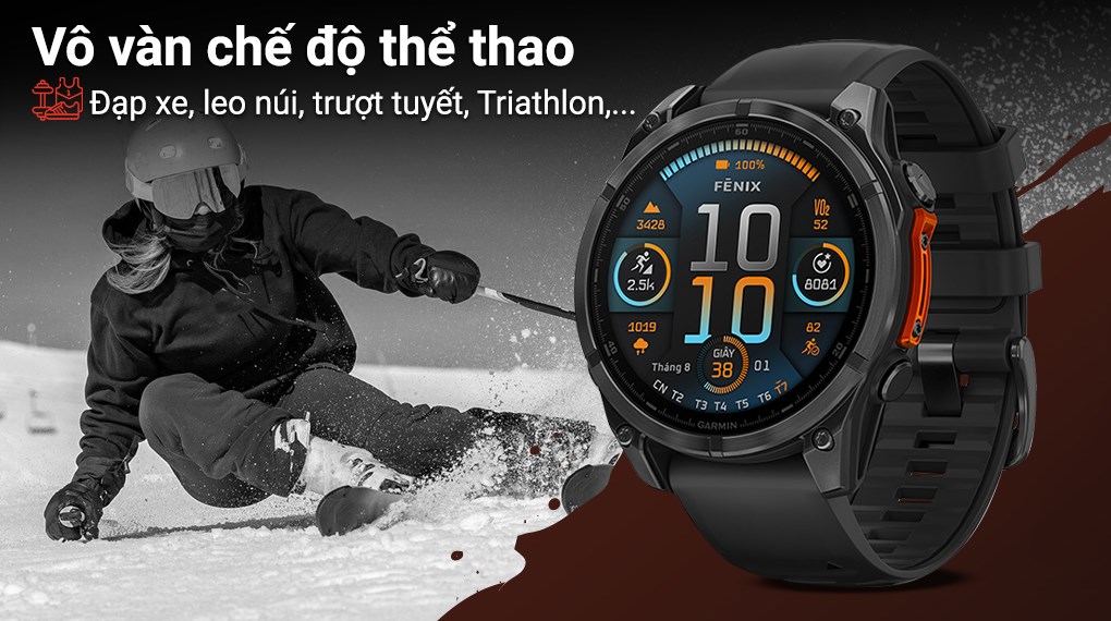 Garmin Fenix 8 47mm viền thép dây silicone