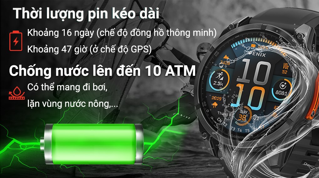 Garmin Fenix 8 47mm viền thép dây silicone
