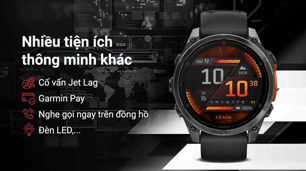 Garmin Fenix 8 47mm viền thép dây silicone
