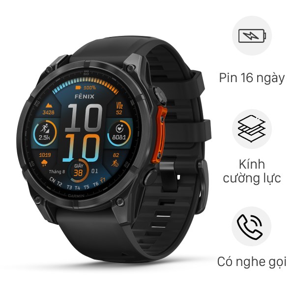 Đồng Hồ Thông Minh Garmin Fenix 8 47Mm Viền Thép