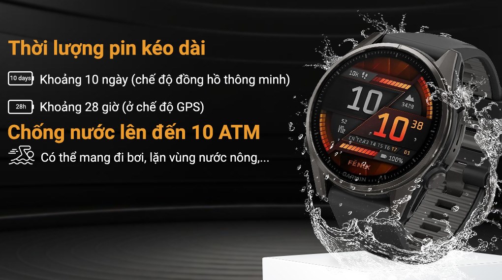 Garmin Fenix 8 Sapphire 43mm viền Titanium dây silicone