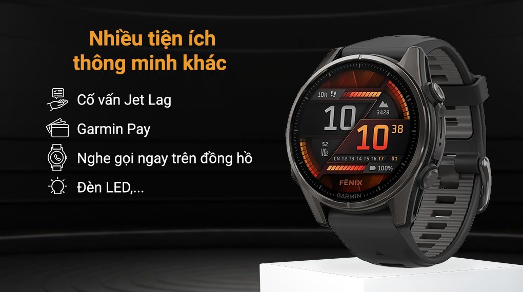 Garmin Fenix 8 Sapphire 43mm viền Titanium dây silicone
