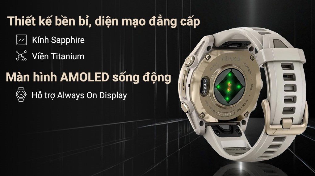Garmin Fenix 8 Sapphire 43mm viền Titanium dây silicone