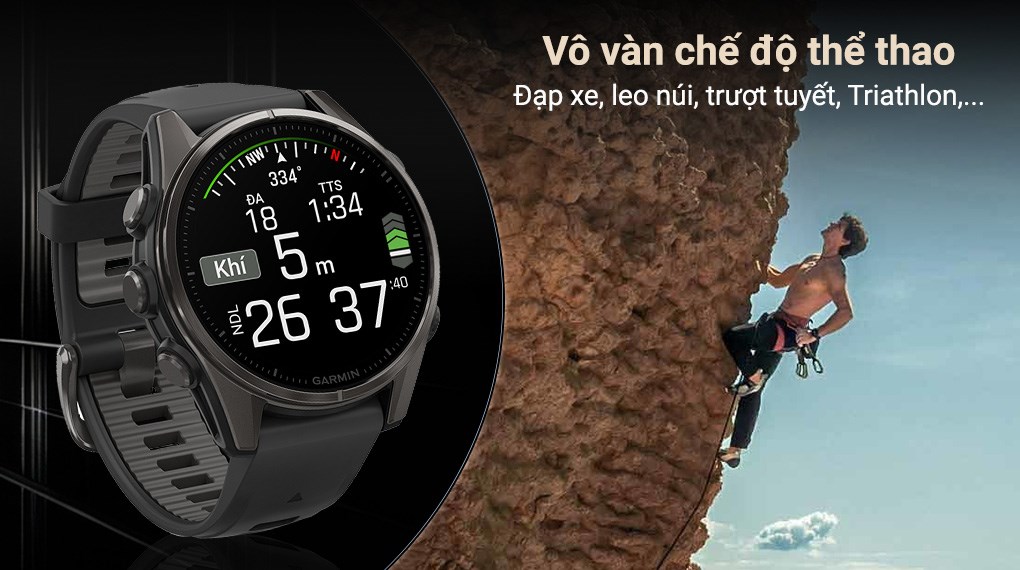 Garmin Fenix 8 Sapphire 43mm viền Titanium dây silicone