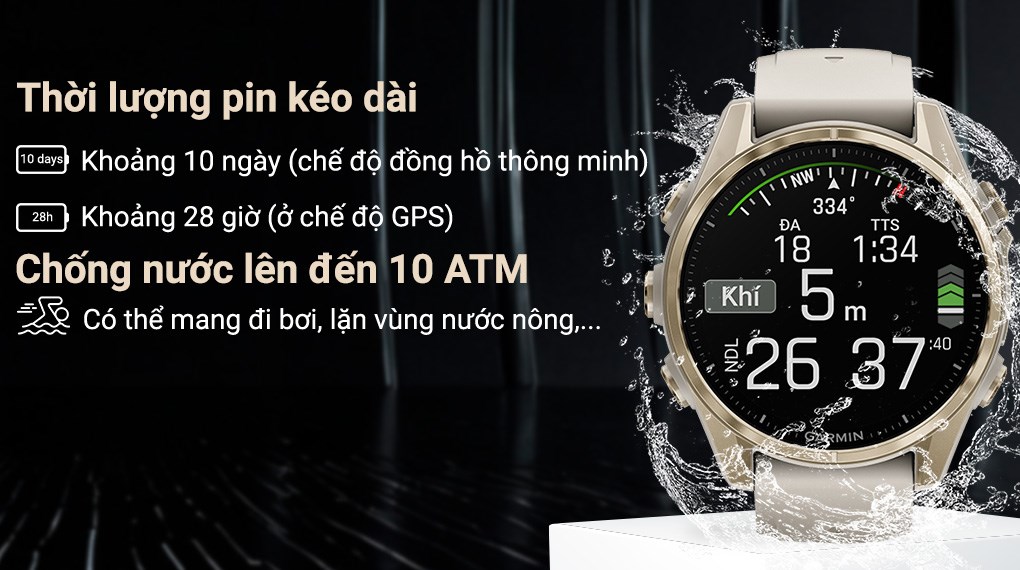 Garmin Fenix 8 Sapphire 43mm viền Titanium dây silicone