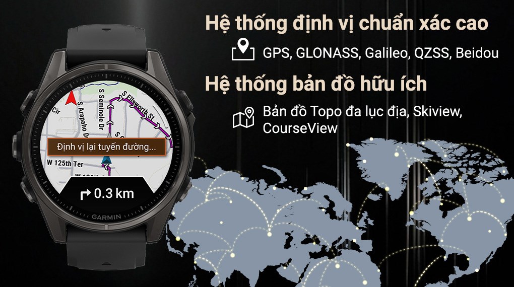 Garmin Fenix 8 Sapphire 43mm viền Titanium dây silicone
