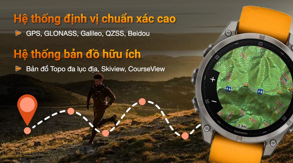 Garmin Fenix 8 Sapphire 47mm viền Titanium dây silicone