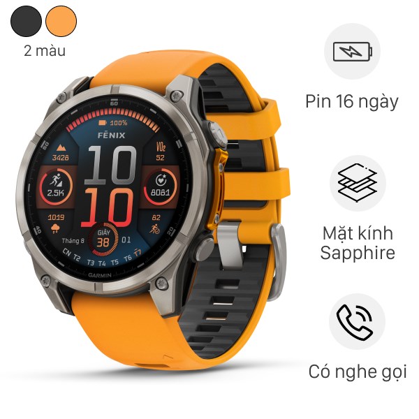 Đồng Hồ Thông Minh Garmin Fenix 8 Sapphire 47Mm Viền Titanium