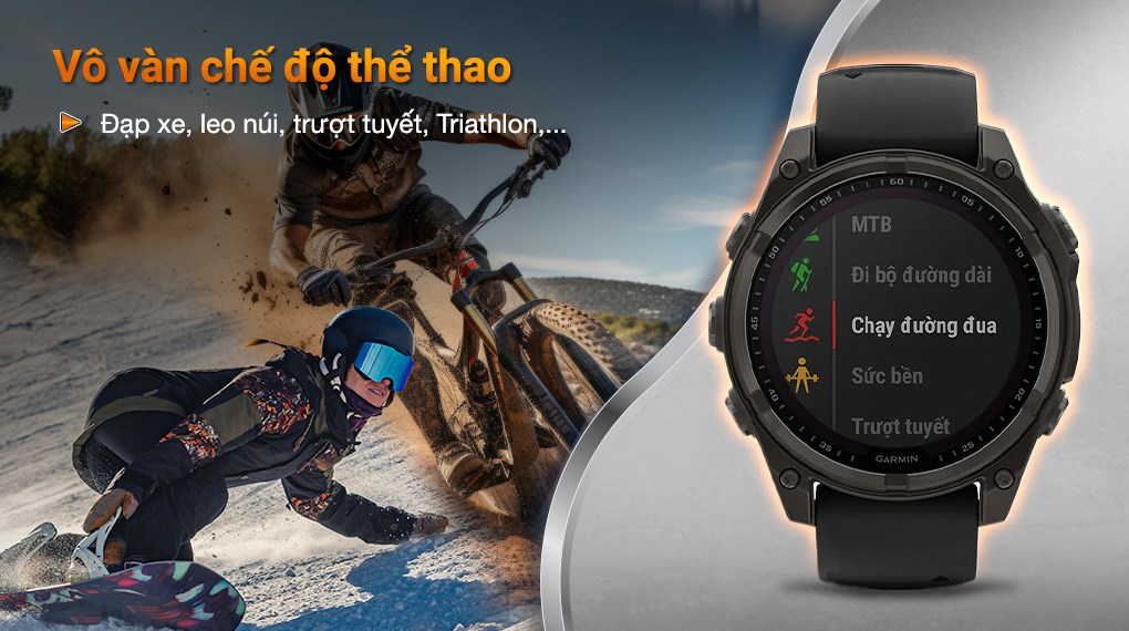 Garmin Fenix 8 Sapphire Solar 51mm viền Titanium dây silicone