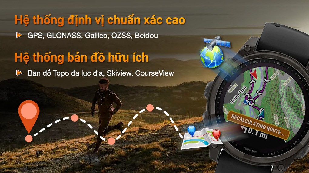 Garmin Fenix 8 Sapphire Solar 51mm viền Titanium dây silicone