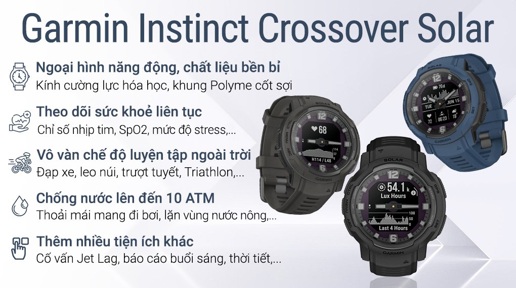 Garmin Instinct Crossover Solar 45mm dây silicone