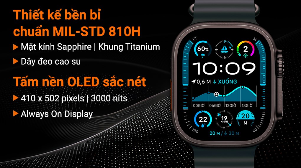 Apple Watch Ultra 2 GPS + Cellular 49mm viền Titanium đen dây Ocean