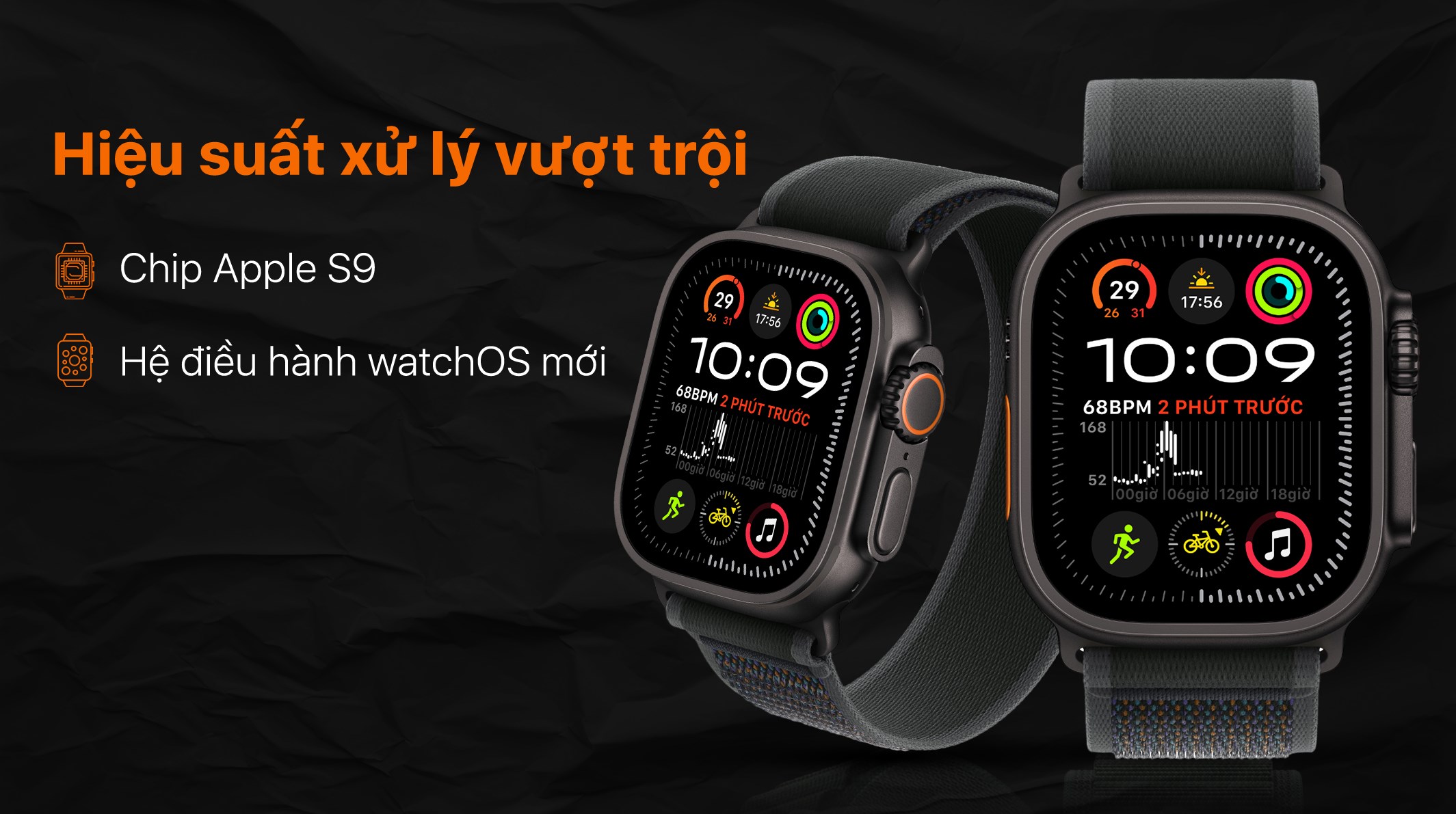 Apple Watch Ultra 2 GPS + Cellular 49mm viền Titanium đen dây Trail