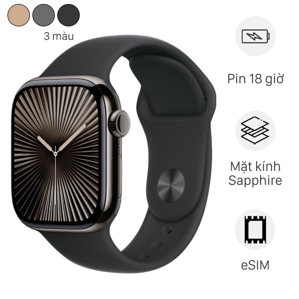 Apple Watch Series 10 GPS + Cellular 42mm viền Titanium dây thể thao