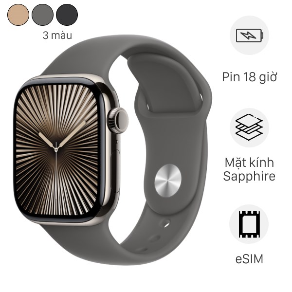 Apple Watch Series 10 GPS + Cellular 42mm viền Titanium dây thể thao