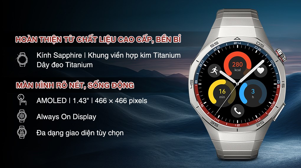 Huawei Watch GT 5 Pro 46mm viền Titanium dây Titanium
