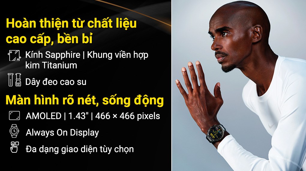 Huawei Watch GT 5 Pro 46mm viền Titanium dây cao su