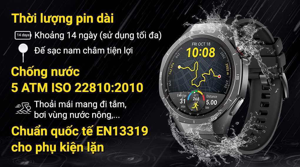 Huawei Watch GT 5 Pro 46mm viền Titanium dây cao su