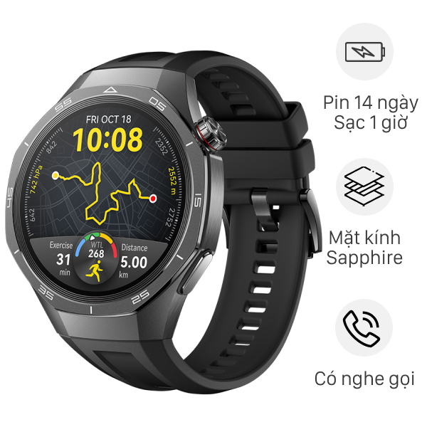 Huawei Watch GT 5 Pro 46mm viền Titanium dây cao su
