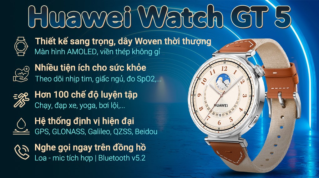 Đồng hồ thông minh Huawei Watch GT 5 41mm viền thép dây Woven