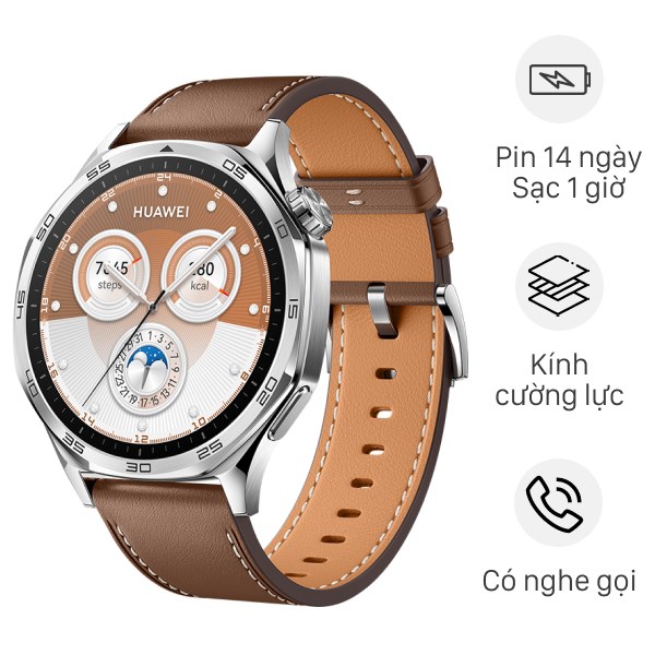 Đồng hồ thông minh Huawei Watch GT 5 46mm viền thép dây da